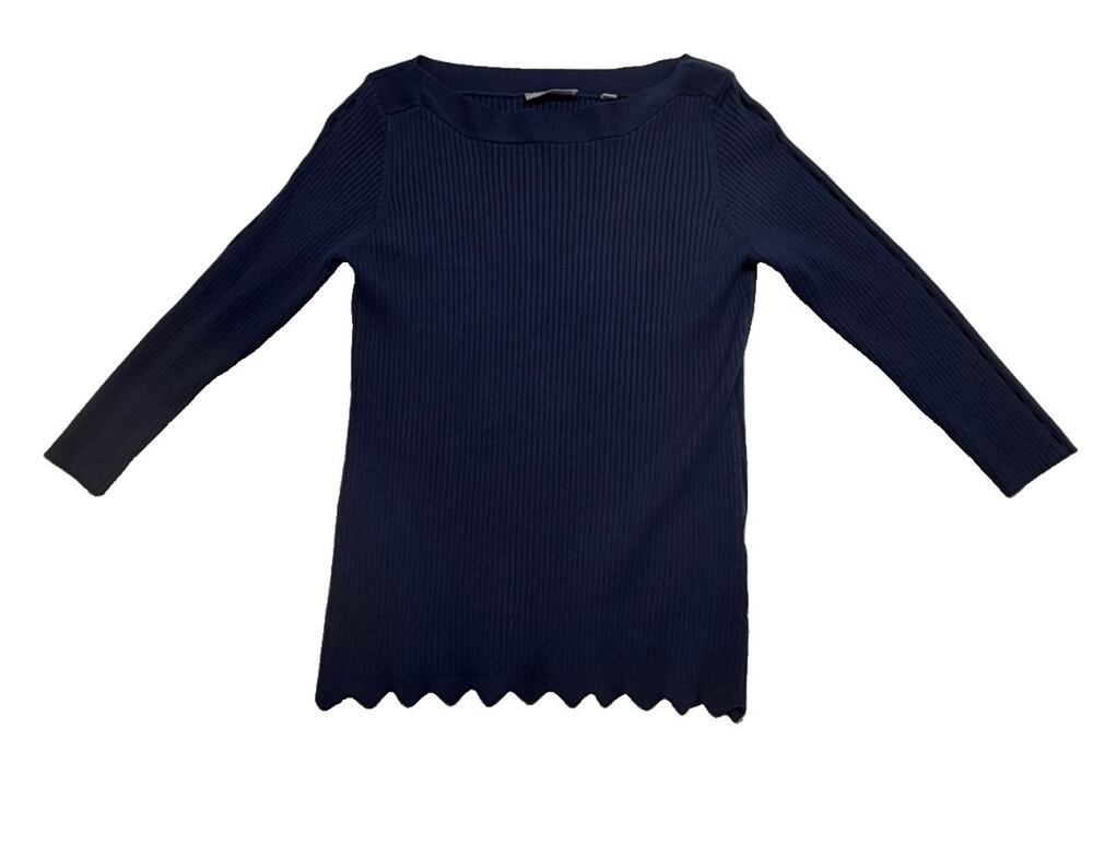 Evolution by Cyrus Womens Sweater Large Navy Blue Fitted Long Sleeve